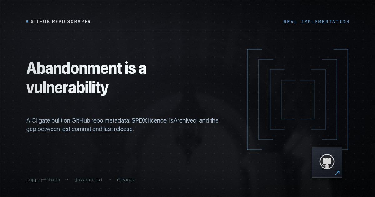 Fail the Build When a GitHub Dependency Goes Archived or Stale